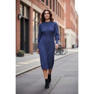 Vtg 1980's St John for Saks Fifth Ave Navy Dress Size 4 Designer Classic